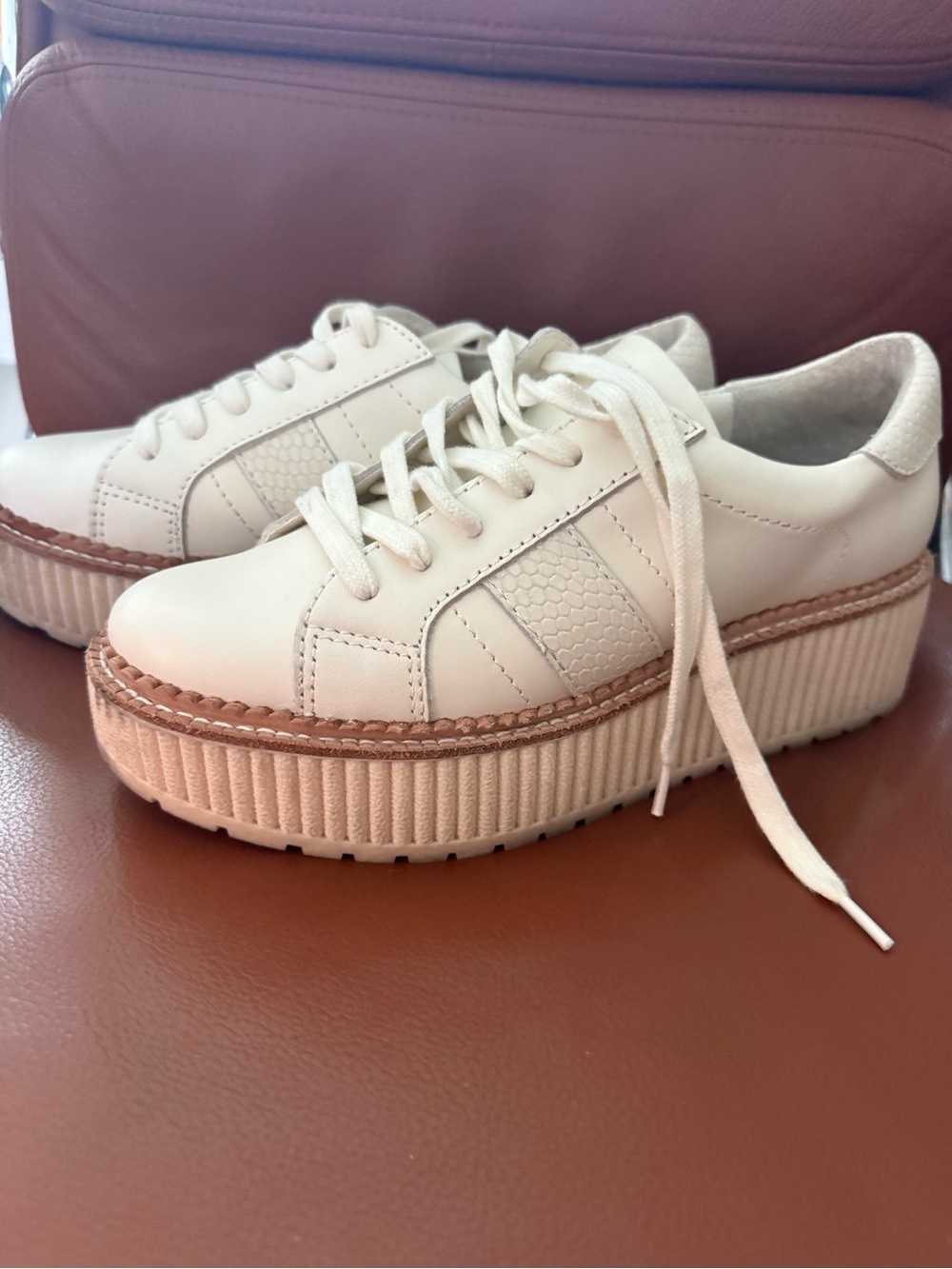 Dolce Vita Women’s Cream Platform Sneakers - Casual Lace-Up